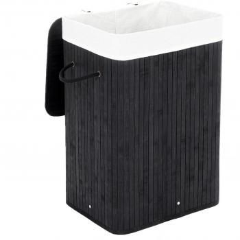 Cesto para ropa sucia rectangular de bambú, capacidad 72 l, dimensiones 40x30x60 cm, color marrón