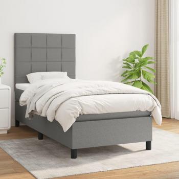 Cama box spring de muelles con colchón gris oscuro 100x200 cm Tela Vidaxl