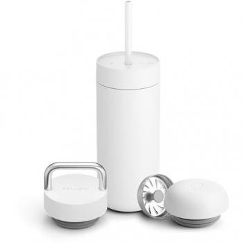 Termo Taza Fellow Carter 473 ml Blanco Mate Acero Inoxidable Cerámico con 3 Tapas