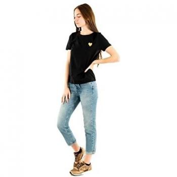 Camiseta Only Onlkita Life Negro mujer, manga corta, logo frontal, 100% algodón