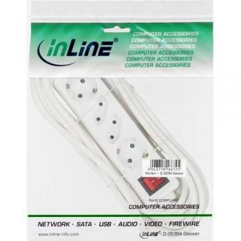 Multipresa 4 vías con interruptor, 2 tomas de tierra + 2 tomas Euro, color blanco, cable de 1.5m