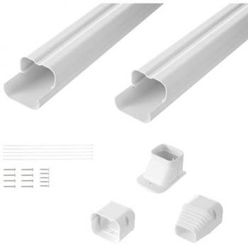 VEVOR Decorative PVC Mini Split Line Set Cover - 3 in. W x 7.4 ft. L for Air Conditioner with 2 Straight Ducts