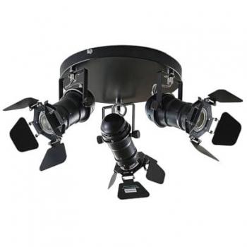 Lámpara de techo 'Tilen' de diseño industrial en metal negro, 3 luces GU10, regulable
