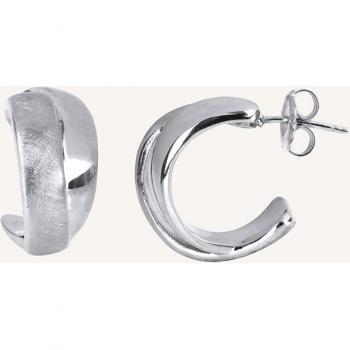 Pendientes Essentials Vidal & Vidal en plata satinado y rayado, diseño de doble aro liso y rayado