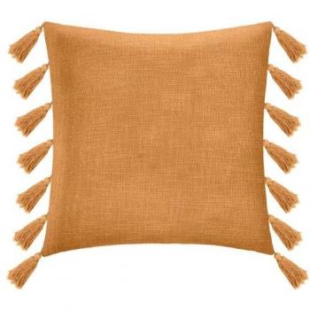 Cojín de Algodón Gypsy con Borlas 50x50 cm - Ocre/Mostaza