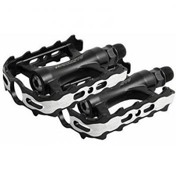 Pedales de bicicletas APD-427 con rodamiento industrial, fabricados en aluminio negro y equipados con reflector