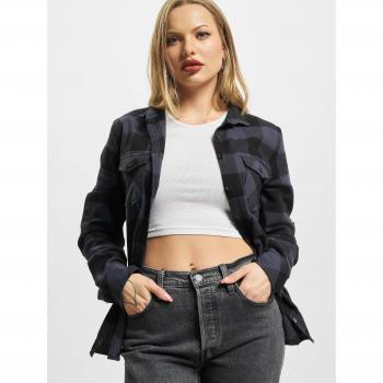 Camisa de Franela Amy de Brandit para Mujer - Cuadros Negro/Gris - Talla M a 5XL