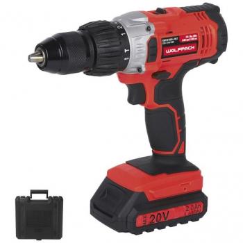 Taladro Atornillador 20V con Percutor, 2 Velocidades, Batería 2Ah, 50Nm