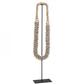 Figura Decorativa Romimex Blanco Beige Collar de Conchas 40 x 45 x 15 cm
