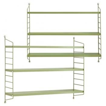 Juego de 2 Estanterías de Pared Strängnäs de Acero con 3 Niveles Regulables 50x60x15 cm - Verde Oliva