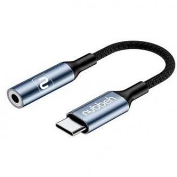 Adaptador USB-C a Mini Jack 3,5mm Gris Metal Nylon