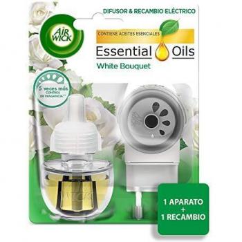 Air Wick Eléctrico Aparato y recambio de ambientador automático eléctrico, esencia para casa con aroma a White Bouquet - 1 Aparato y 1 Recambio