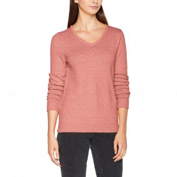 Vila Clothes Viril L/s V-Neck Knit Top-Noos, suéter para Mujer, Rosa