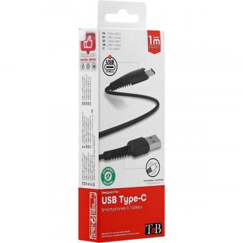Cable USB-C 1M Negro Carga Rápida