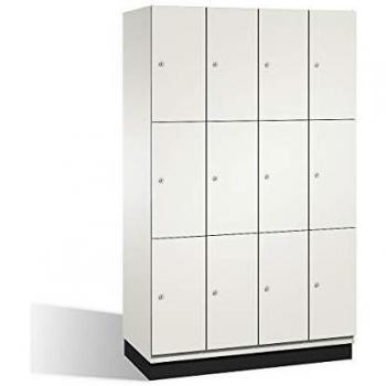 Armario de Compartimentos Bajo Llave C+P Cambio, 4 Abteile, Blanco HPL, 1200 mm de Ancho