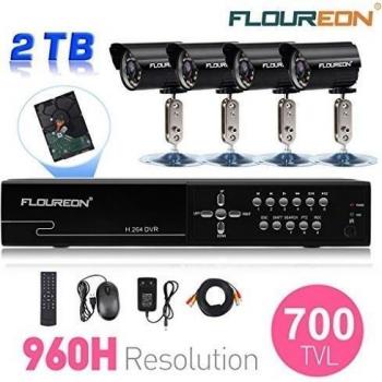 Floureon Kit Cámara de Vigilancia CCTV