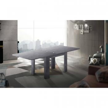 Mesa Extensible DMORA con Apertura para Libros, Made in Italy, Consola Auxiliar de Cocina, 90x90h75 cm, Color Gris Pizarra