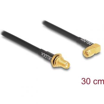 Cable de Antena SMA Hembra a SMA Macho 90° RG-58 30 cm, Resistente al Agua