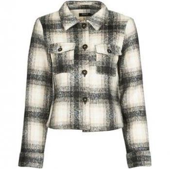 Beige Checked Women's Blazer with Button Fastening by Only