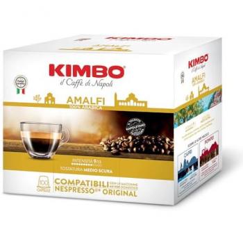 Café Kimbo Amalfi - 100 Cápsulas Compatibles Nespresso 100% Arábica, Intensidad 9/13, Tostado Medio y Oscuro