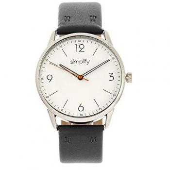 Simplify Unisex 6300 Quartz Leather-Band Watch - Black/White Stainless Steel - One Size