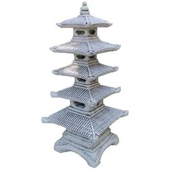Farola Pagoda Oriental de Hormigón 50x50x136cm, 5 Alturas, Peso 159Kg