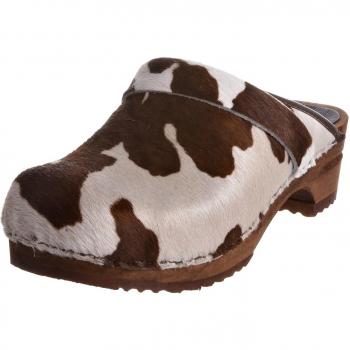 Sanita Wood-Caroline Women's Handmade Leather Clogs with Sustainable Sole - Brown Cow