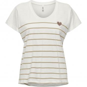 Only Emily Life Women's T-Shirt - Beige Striped Design