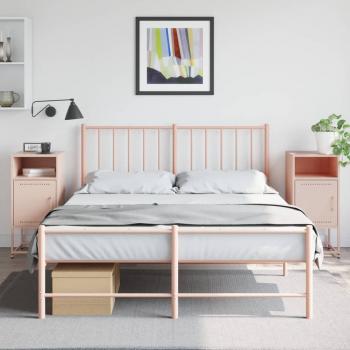 Mesitas de noche 2 unidades acero rosa 36x39x78 cm, mesa auxiliar, armario auxiliar, muebles de dormitorio, mesilla de noche, armario de metal