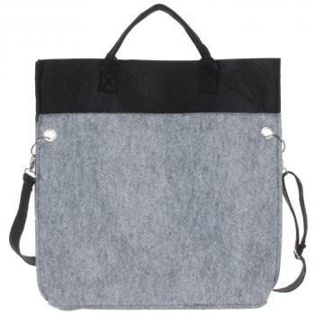 JUSTFOX - Bolsa de fieltro XXL para la compra, grande y muy estable, en 2 colores gris/negro. gris XXL