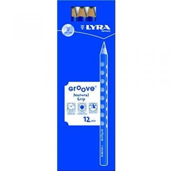 LYRA Groove, Lápices de grafito, Triangular con zona de grip natural, B, 12 unidades