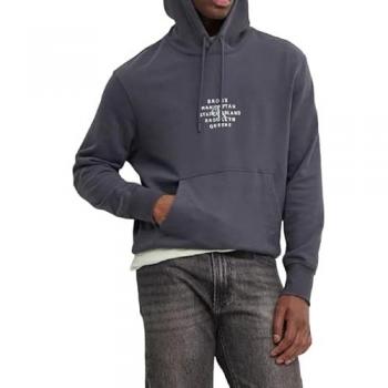 Calvin Klein Jeans Men's Relaxed Fit Hoodie with NYC Stamp Graphic, Size L, Ebony
