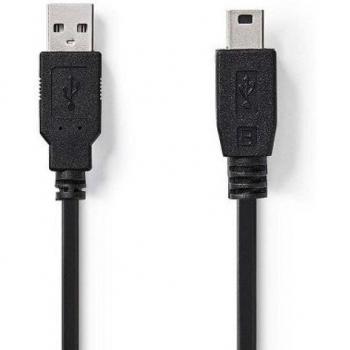 Cable Mini USB carga y sincronización 1.8 M Negro
