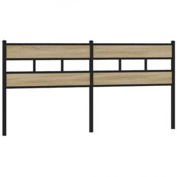 Cabecero de hierro y madera de ingeniería roble Sonoma 180 cm