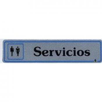 PLACA SEÑALIZACION SUPER-LETRA SL AUTOADHESIVA SERVICIOS ALUMINIO PLATA 175X040MM A6