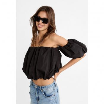 Off-the-Shoulder Black Balloon Top XL