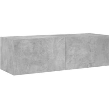 Mueble de TV mural multimedia con luces LED RGB - 100 x 35 cm - Madera de ingeniería - Gris cemento