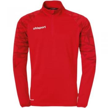 Uhlsport Sudadera Con Media Cremallera Goal 25, camiseta de entrenamiento de fútbol para niño, manga larga, color rojo, talla S, longitud 128 cm