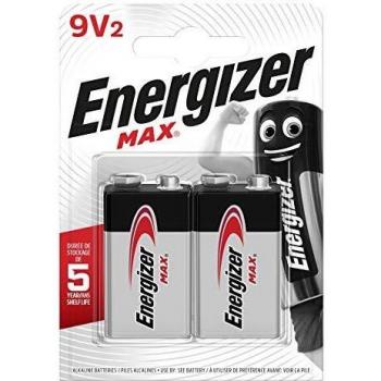 Energizer - MAX, Pack de 2 pilas 9V, larga duración para uso cotidiano, sin sulfatación y 10 años vida útil