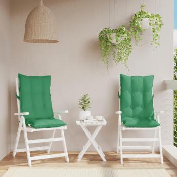 Cojines de silla con respaldo alto 2 piezas tela Oxford verde Vidaxl