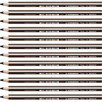 Lápiz de color triangular grueso STABILO Trio thick marrón oscuro - estuche de 12 unidades