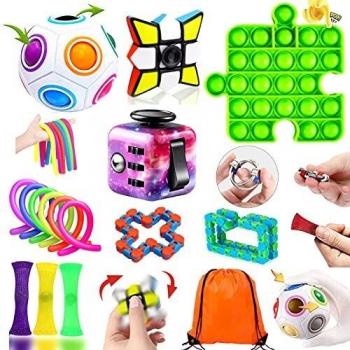Paochocky Juego de Juguetes Sensoriales Antiestres 17PCS Fingers Sensory Toys con Bubble Sensory Toy para Niños Adultos Aliviar El Estrés para Autismo TDAH y TOC en Oficinas Hogares Aulas con Bolsa