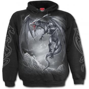Spiral Gothic Hooded Sweatshirt - Dragon's Cry - Black - Size L