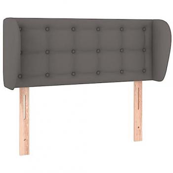 Cabecero de cama con orejas en cuero sintético gris 83x23x78/88 cm