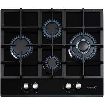 Cata | Encimera de Gas Natural |Modelo LCI 6031 BK | Inyectores de Gas Butano Incluidos | 4 Quemadores de Gas | Ancho de 60 cm | Paca Cristal Gas | Acabado en Color negro