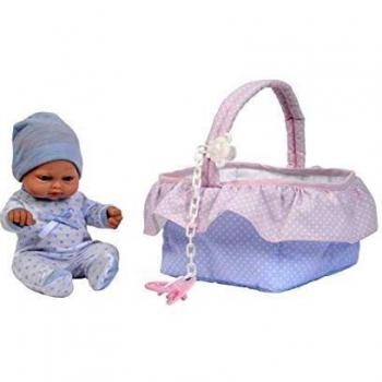 Falca-28017 Muñeco bebé con capazo 24cm, Multicolor