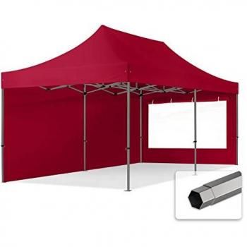Carpa Plegable 3x6m Premium Acero 40mm con Laterales y Ventanas Panorámicas, Roja