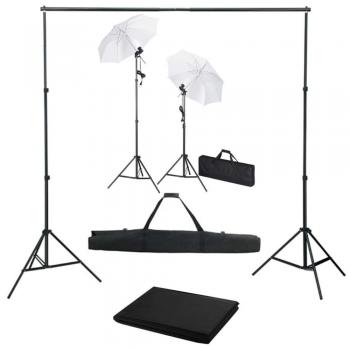 Kit de Estudio Fotográfico vidaXL con 2 Focos, Telón de Fondo y Paraguas