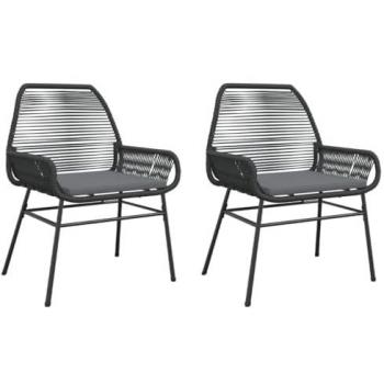 Sillones de jardín con cojines 2 uds ratán sintético negro