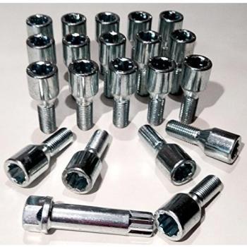 Spot On - Tuercas para llantas de aleación, estilo delgado, chapadas en zinc, M14 x 1,5, asiento cónico, llave de estrella hexagonal, 28 mm de longitud de rosca.Juego de 20 tornillos para llantas.